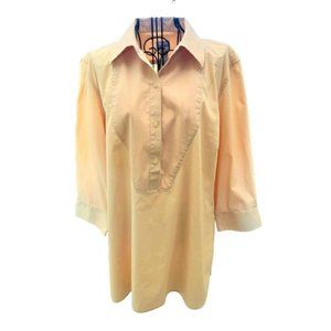 CHICO'S Cotton Poly Slipover Tunic in Yellow with Button Yoke SIZE 2 (L-12)